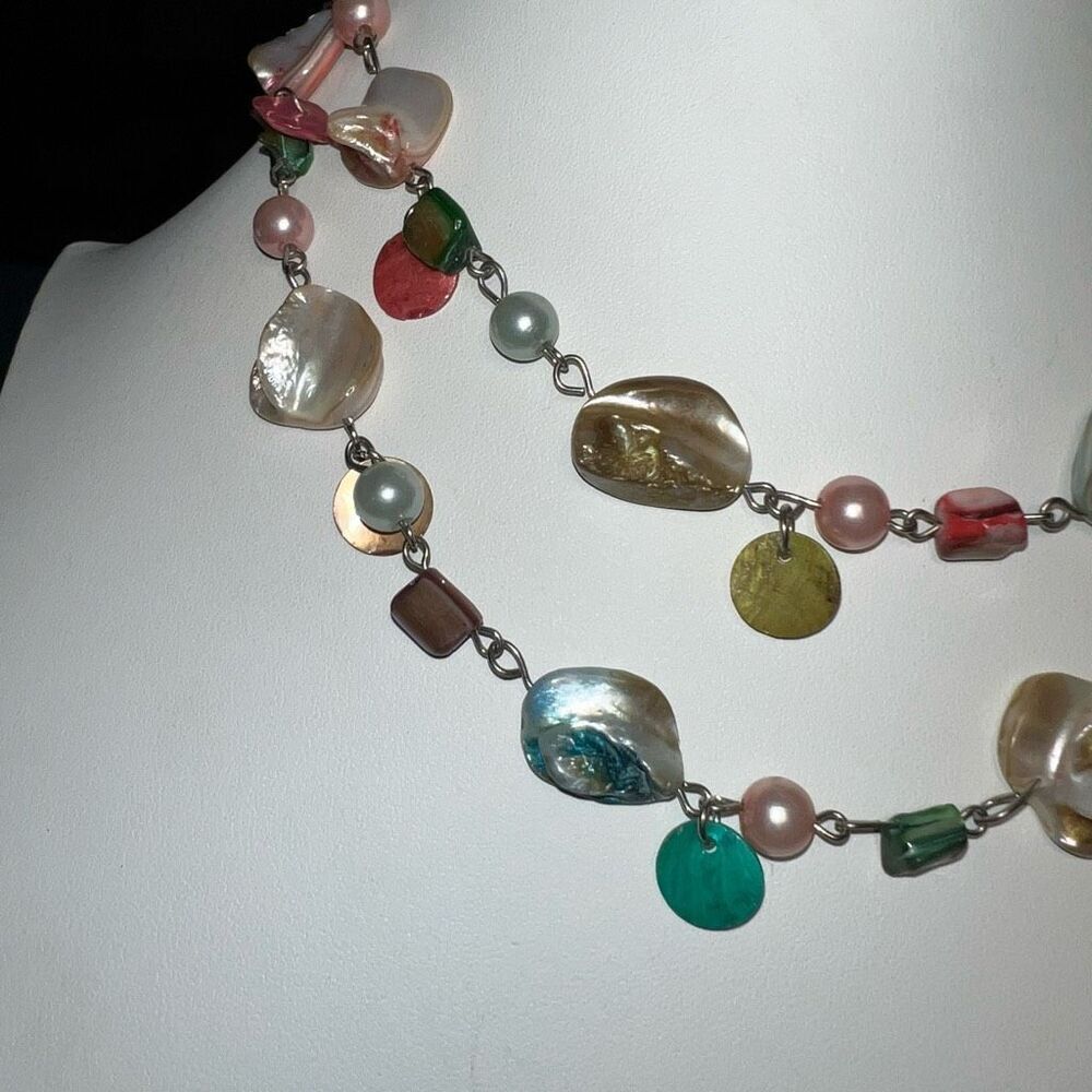 Vintage Boho Continuous Strand (Shown Double) of Various Shell and Beads - Picture 2 of 6